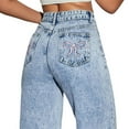 thumbnail image 4 of Ccpelsie Kids Jeans Distressed Elastic Waist Baggy Denim Wide Leg Pants Casual Daily Trousers for Girls(Light Blue,15-16 Years), 4 of 6