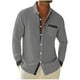 thumbnail image 2 of Blusa y camisa de manga larga con cuello vuelto para hombre, color liso, informal, a la moda, con bolsillos, manga larga, botones, cárdigan, abrigo, blusa de poliéster para hombre, 2 of 9