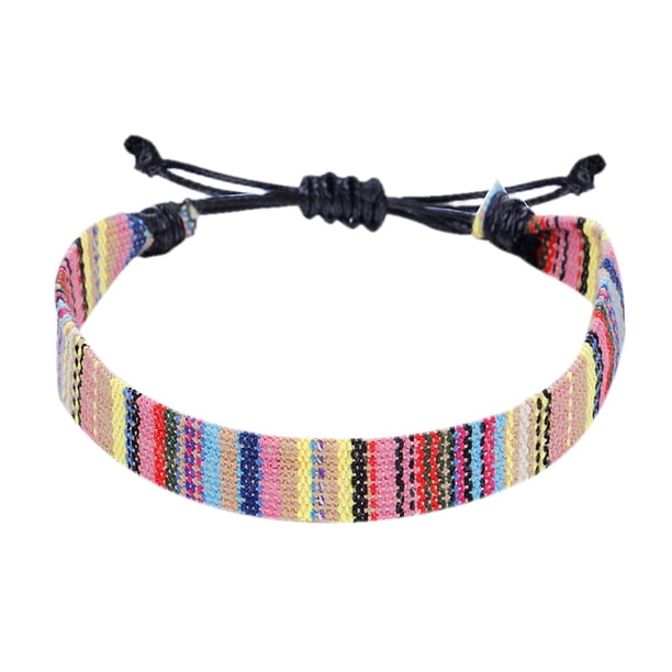 1PC Color Cuerda Tejida Pulsera Ajustable Boho Surfer Pulsera para Hombres Mujeres Cuerda Delgada Cuerda Hecha a Mano Playa Pulsera Colorida Pulsera Bohemia