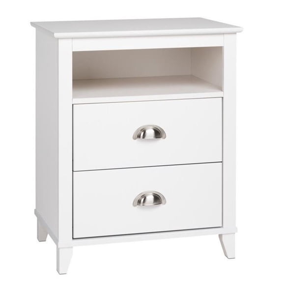 Pemberly Row Modern 2 Drawer Nightstand in White