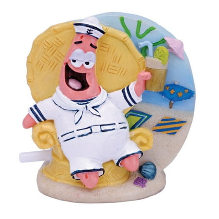 Penn Plax SpongeBob Patrick in Tiki Lounge Chair Aquarium Figure