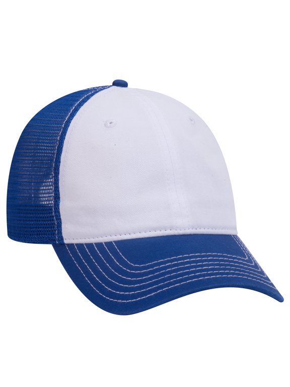 Wholesale 12 x OTTO CAP 6 Panel Low Profile Mesh Back Trucker Dad Hat (011601 - Ryl/Wht/Ryl) (OSFM - Adult)