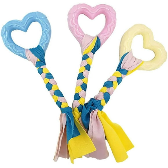 3PCS Pet Interactive Adorable Tough Heart-shaped Washable Creative Knotted Dog Bite Toys