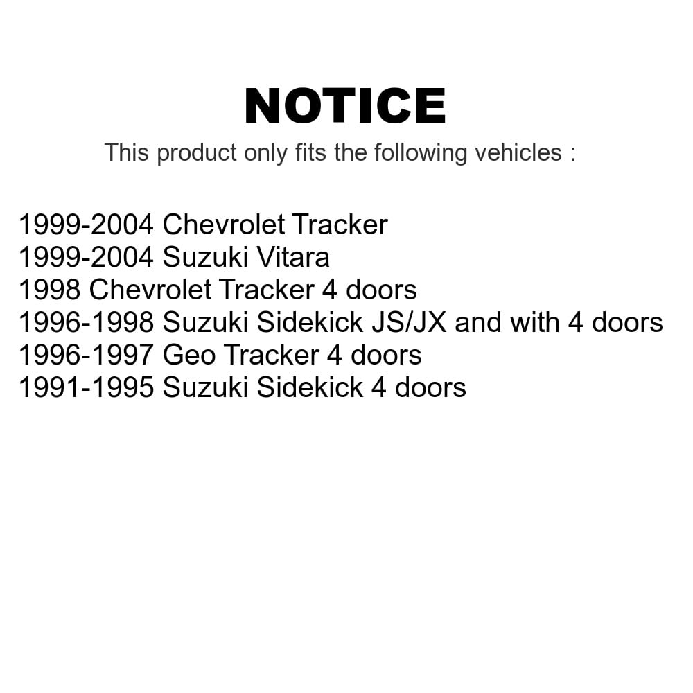 1995 1996 1997 1998 For Suzuki Sidekick Front Semi Metallic Brake Pads 2 Door