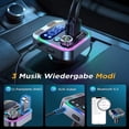 thumbnail image 4 of Transmisor FM Bluetooth 5.3 2022, adaptador de radio de coche Bluetooth auxiliar [micrófono dual más potente y sonido de graves profundos de alta fidelidad], manos libres, 48 W PD y QC3.0, compatible, 4 of 7