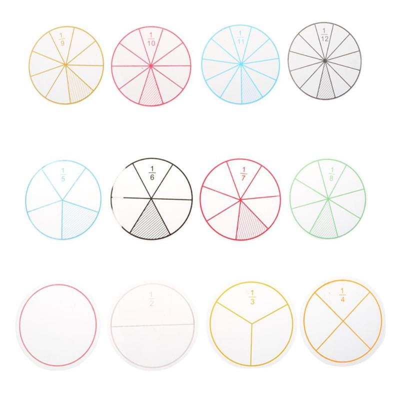 12pcs Multi-Color Fraction Circle Kids Math Early Education Learning Resources S 