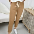 thumbnail image 2 of EDFBUYKRS Female Women Pants Casual Womens Sweatpants Tall 34 Inseam Casual Trousers with Drawstring Waist Ankle Pure Color Comfortable Pants for Everyday Wear L, 2 of 7