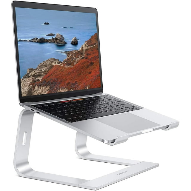 Laptop Stand Laptop Mount Aluminum Laptop Holder Riser Stand for Desk Compatible with MacBook Air/Pro Dell HP Lenovo and All Laptops () Silver