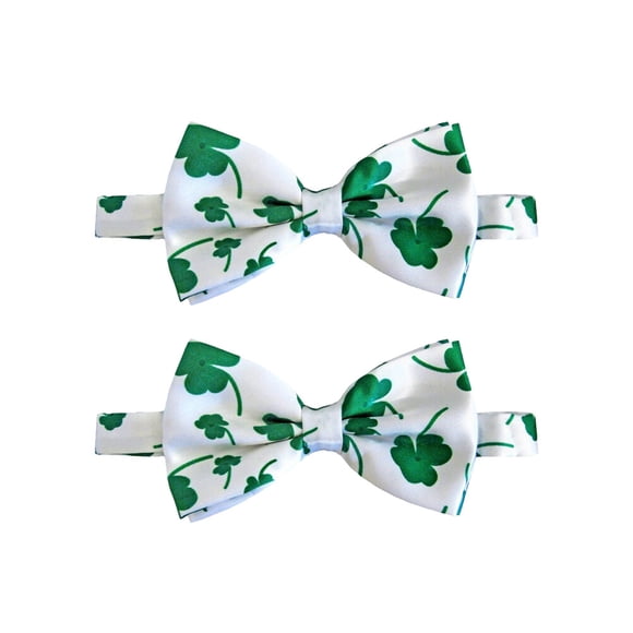 2 pajaritas de trébol con estampado dorado para festival, accesorios de fotos para el Día de San Patricio (blanco)