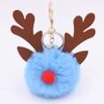 thumbnail image 1 of Imitation Rabbit Fox Fur Keyring Christmas Elk Keychain Lovely Fluffy Key Holder Pendant Purse Bag Car Key Friends，Light Blue, 1 of 4