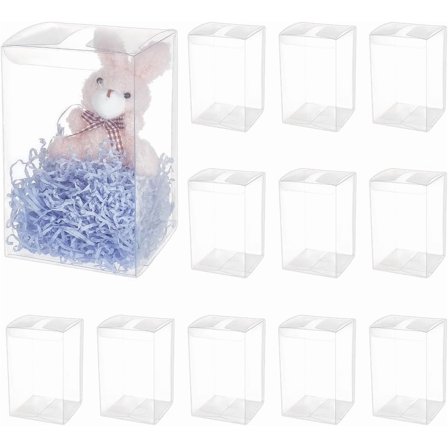 15Pcs Clear Party Favor Box Foldable PVC Gift Box for Wedding Birthday Valentine's Day Anniversary Gifts and Treats Packaging 4x4x6.3 inches