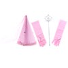 Pretend Play Dress Up Mozlly Pink Royal Princess Cone Costume Hat and Mozlly Pink Royal Princess Wand and Gloves Set (3pc Set)