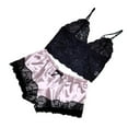 thumbnail image 4 of Sakmal Sleeveless Pajama Set for Women Sexy Pink See Through Shorts and Tank Nightwear Set V Neck Lace Pajamas for Women, 4 of 5