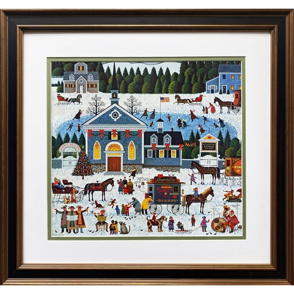 Charles Wysocki "Churchyard Christmas" New CUSTOM FRAMED Art Generic