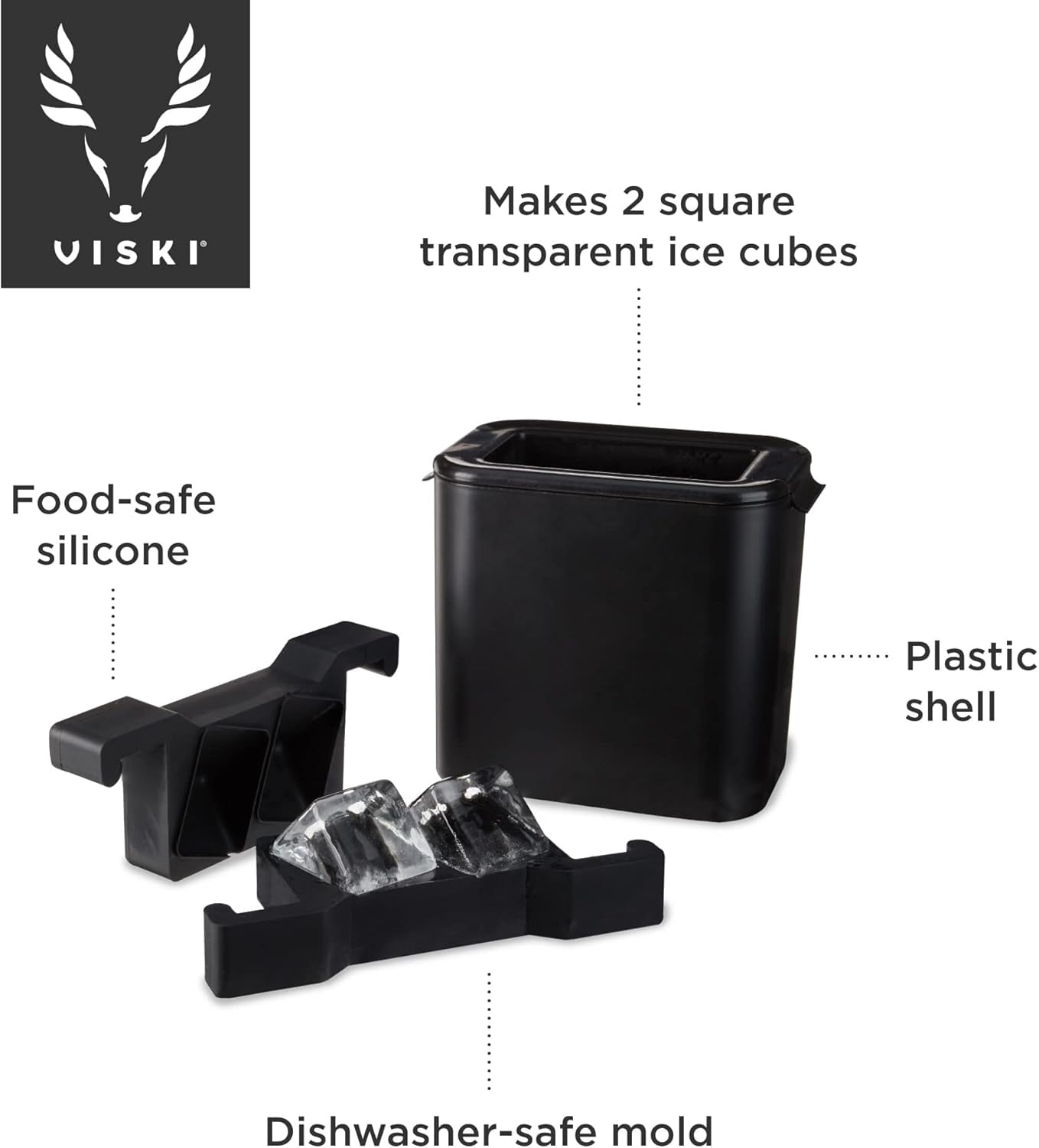 Glacier Ice Maker -   Square Cubes for Whiskey & Cocktails, Black