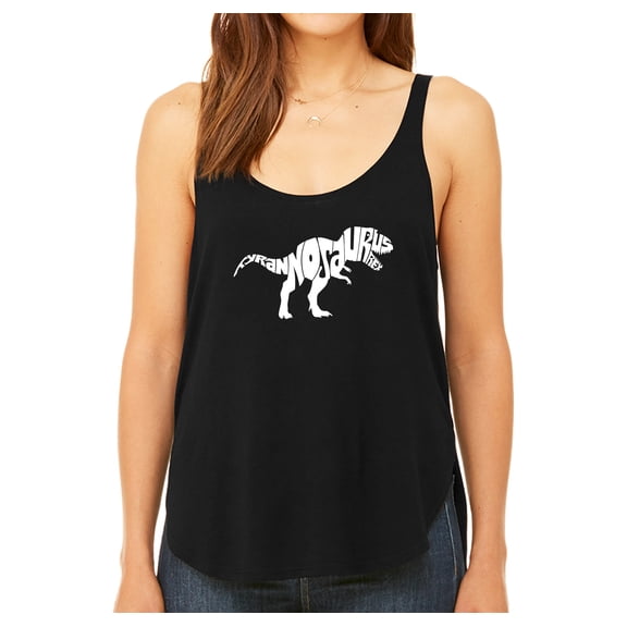 LA Pop Art Women's Premium Word Art Flowy Tank Top - TYRANNOSAURUS REX