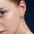 thumbnail image 4 of RYUJNDK 3 Pair Fashionable Gold Plated Starfishes Shell Earrings Set Stackable Ear Studs Accessory for Casual Or Vacation Outfit, 4 of 10