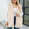 thumbnail image 2 of Uaswgudfs Women's Black Faux Fur Vest, Plus Size Winter Sleeveless Warm Outerwear, Casual Fashion Layering Jacket - Trendy Style Brown 2XL, 2 of 9