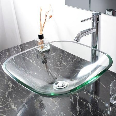 Aquaterior Gl Vessel Sink Bathroom Tempered Natural Clear Square Aquaterior Gl Vessel Sink Bathroom Tempered Natural Clear Square Shape Transpa Basin