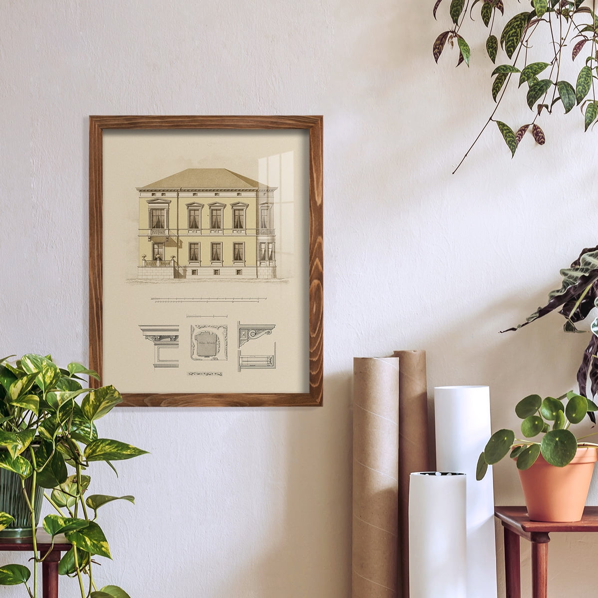 Estate and Plan VI -Framed Print w/glass-Walnut