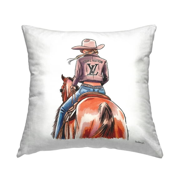 Stupell Industries Equestrian Glam Cowgirl Decorative Printed Throw Pillow Design by Amanda Greenwood.