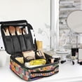 thumbnail image 5 of FORMRS Travel Makeup Bag Large Capacity Train Case Cosmetic Organizer with Adjustable Dividers, Purple Cityscape Painting, 5 of 8