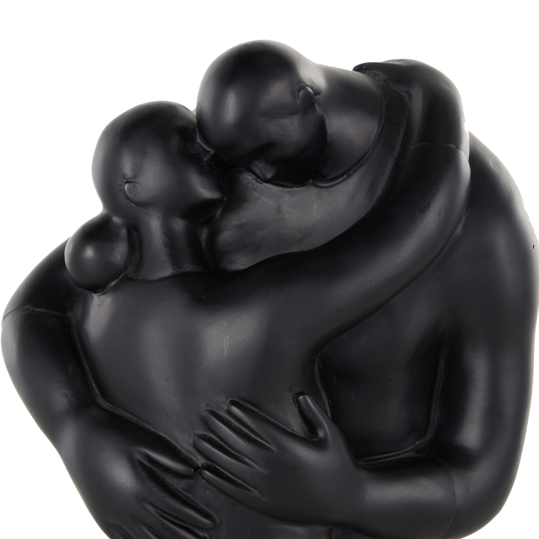 6" x 13" Black Resin Hugging People Sculpture with Square Base, by DecMode
