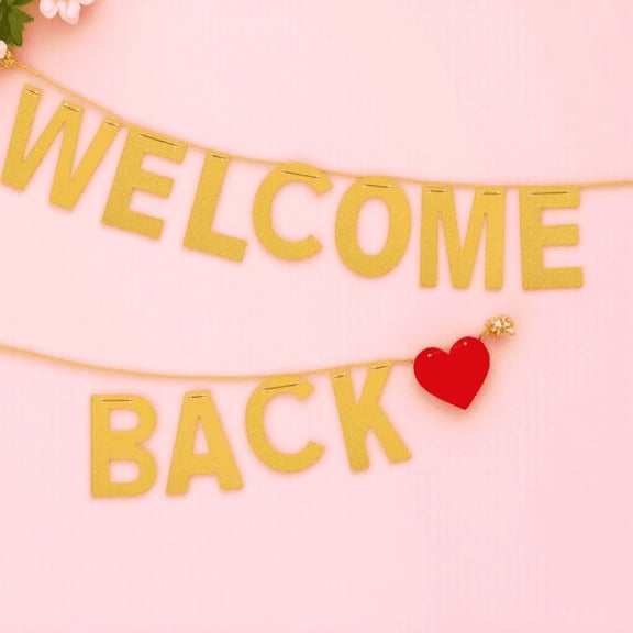 Luxshiny Welcome Back Plated Gold Glitter Banner for School Season Decoration