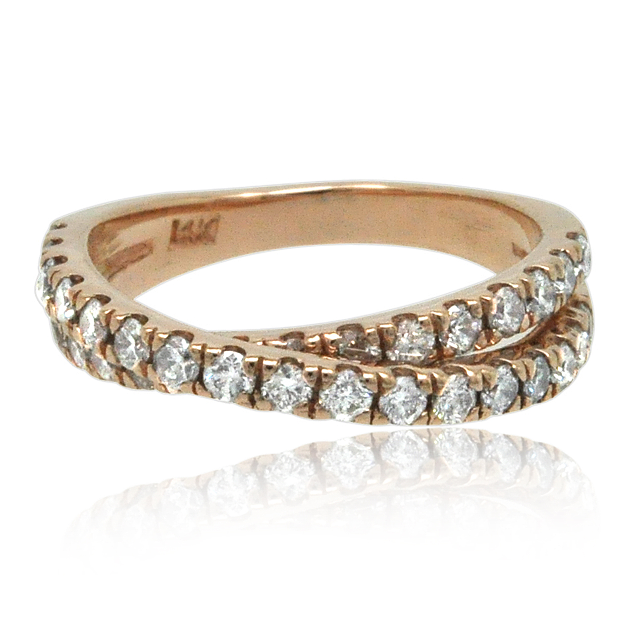 SBC 14K Rose Gold Diamond Bypass Ring
