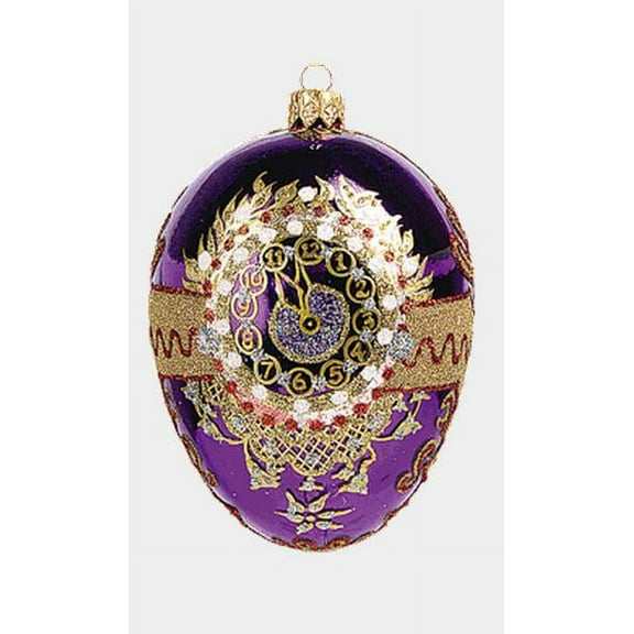 Purple Imperial Cuckoo Egg Faberge Inspired Polish Blown Glass Holiday Ornament