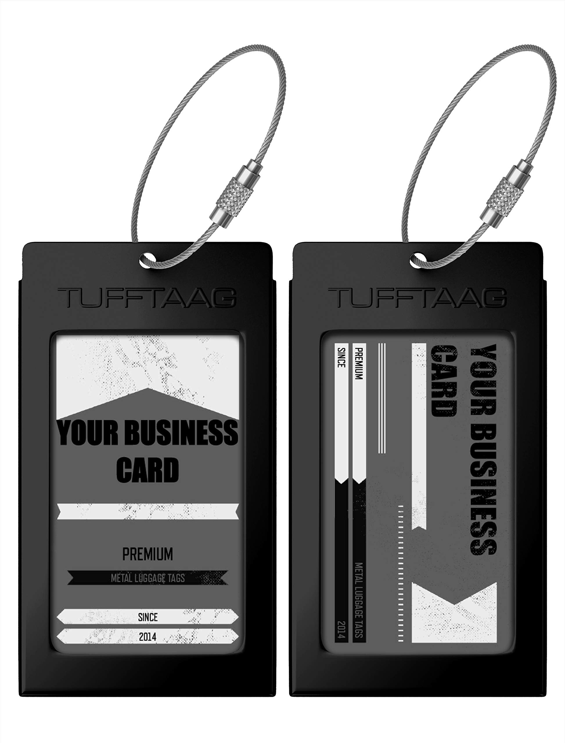 Luggage Tags Business Card Holder TUFFTAAG Travel ID Bag Tag in Many Color Options 2Pack