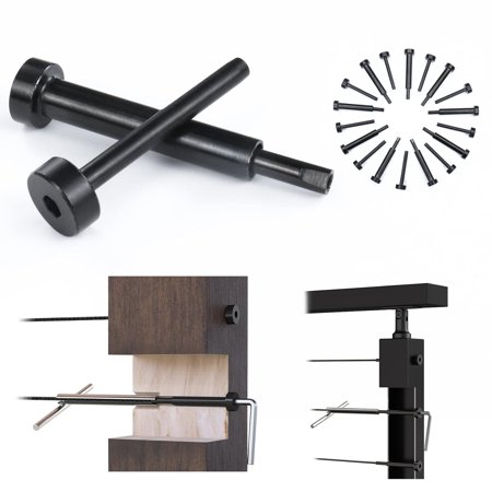 Muzata 20Pair Black Invisible Cable Railing kit 1/8" Swage Tensioner and Terminal Hidden T316 Stainless Steel for 2"x2" and 4"x4" Wood Metal Post Deck Stairs BlackCool System CR26
