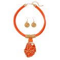thumbnail image 2 of Chunky African Statement Necklace With Resin Pendant and Earring Set For Women Tribal Fashion Costume Jewelry Earring Sets Unique Colorful Big Rhinestone Crystal Pendent Collar Choker, 2 of 3