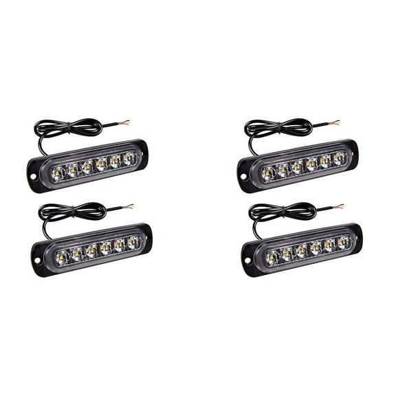 LED Emergency Strobe Lights, Amber 6 LED Strobe Warning Emergency Flashing Light for Car Truck Road ATV SUV 4 Pack