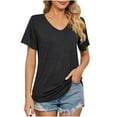thumbnail image 6 of ClodeEU Women's V Neck Short Sleeve Tee ,Solid Color Casual Loose T Shirt Black,Womens Plus S, 6 of 8