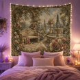 thumbnail image 2 of Two Pale Doves on a Flowered Courtyard Path, Peaceful Vintage for Bird Lovers, Dove Rose Garden Art, Wedding Gift, Tapestry Wall Hanging for Bedroom and Living Room, 2 of 7