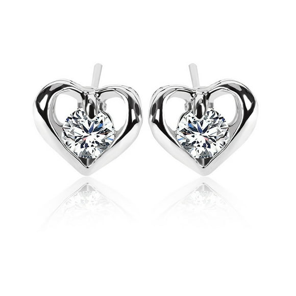 XZNGL Heart Earrings Diamond Ring Love Fashion Metal Diamond Zinew And Stylish Metal Diamond Zircon Heart Earrings