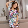 thumbnail image 3 of Easygdp Colorful Watercolor Dots Camisón de manga corta para mujer, informal, estampado, 3 of 6
