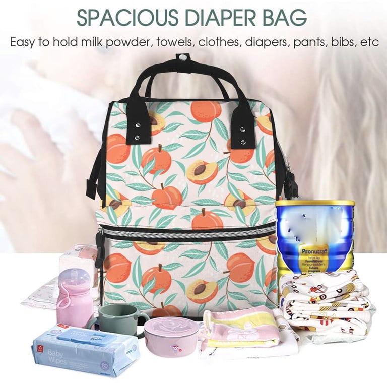 Pofeuu Peach Print Diaper Bag Backpack, Multifunction Travel  display picture 2