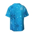 thumbnail image 5 of Uemuo Winter With Snowflakes Pattern Cotton Linen Short Sleeve Shirts,Casual Lightweight Button Down Shirts,Vacation Beach Summer Tops-X-Large, 5 of 7