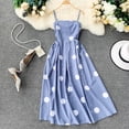 thumbnail image 4 of Dot Dress Mujer Sin espalda Sin mangas A-line Vestido largo de cintura alta, Azul Vogacara AP001541-07B, 4 of 7