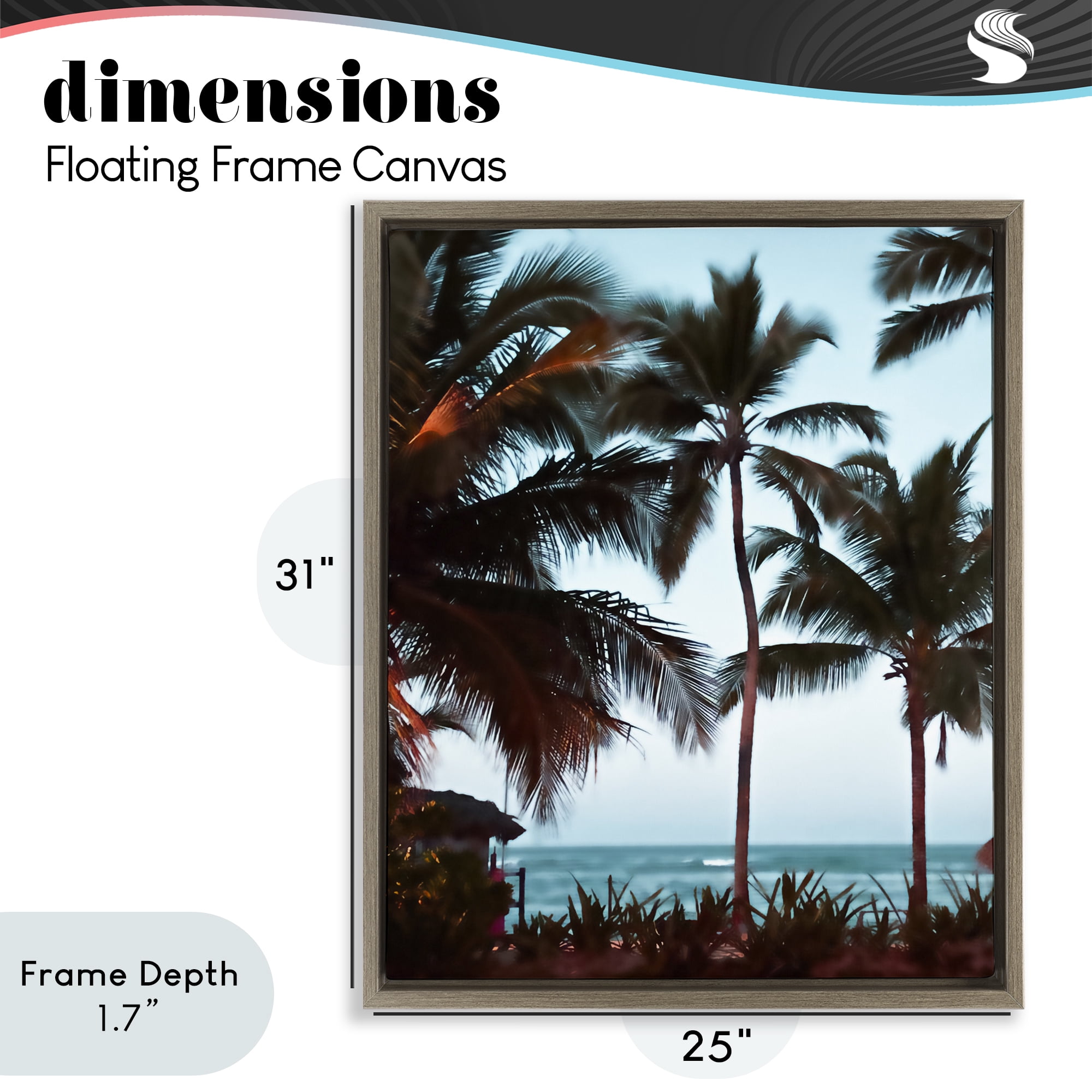 Stupell Industries Shady Palms Beachfront Brown Framed Floater Canvas Wall Art, design by Noah Bay