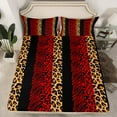 thumbnail image 3 of Homewish Red Leopard Print Twin Sheet Sets for Women, Modern Zebra Cheetah Print Twin Fitted Sheet, Fashion Abstract Flat Sheet, Lightweight Room Decor, 3pcs, 3 of 8