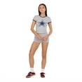 thumbnail image 3 of Forever 21 Women’s Ringer Baby Tee with Screen Graphic, Fitted Short Sleeve Contrast Trim Crop T-Shirt for Casual Everyday Styling, XS-XL, 3 of 6