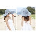 thumbnail image 4 of Big edge straw hat ladies summer sun hat sunscreen seaside all-match beach hat travel foldable sun hat/Blue, 4 of 6
