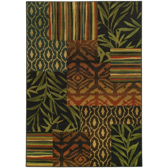 Tommy Bahama Villa Area Rugs - 5846C Contemporary Multi Boxes Blocks Bars Leaves Rug