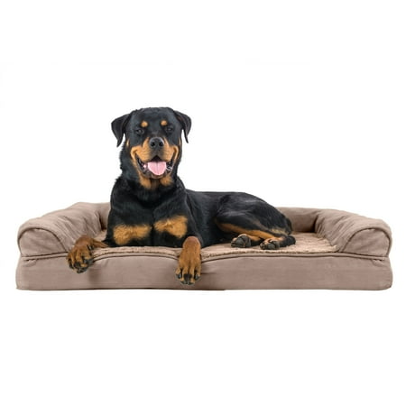 UPC: 0842229125740 | FurHaven Pet Products Plush & Suede Orthopedic Sofa-Style Pet Bed for Dogs & Cats – Almondine Jumbo
