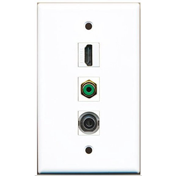 RiteAV - 1 Port HDMI and 1 Port RCA Green and 1 Port 3.5mm Wall Plate