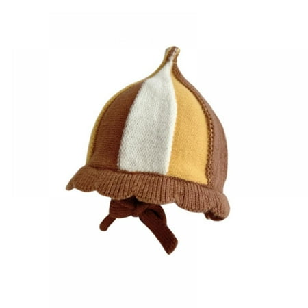 

Baby Boys Girls Ruffled Knit Hat Winter Warm Hat Color Block Infant Toddler Children s Beanie Skull Cap Knit Hats Newborn Sun Bonnets 0-5T