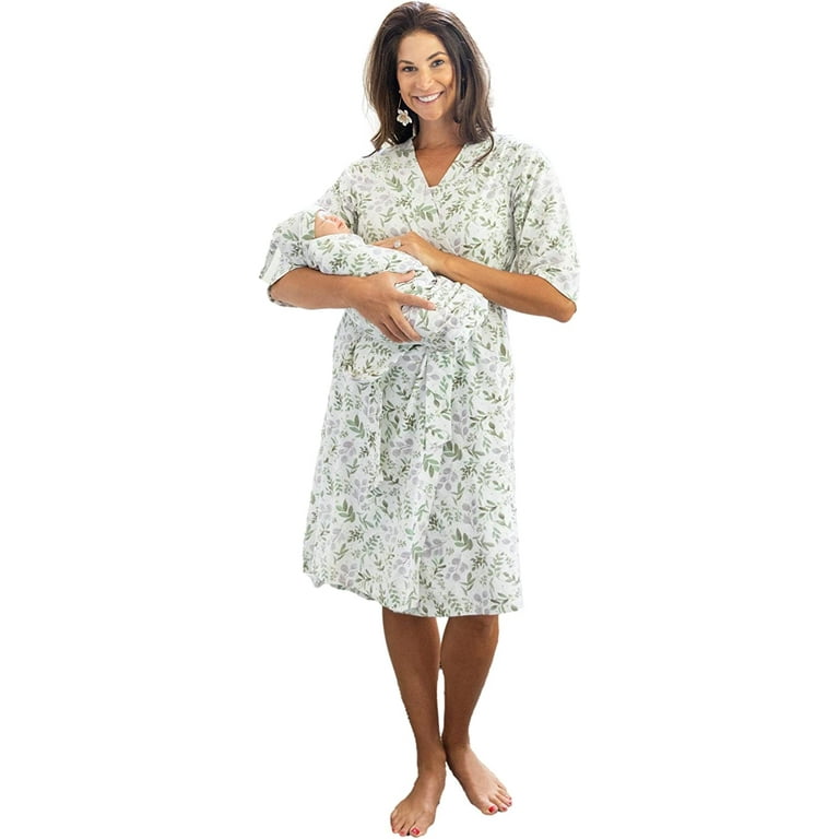 Baby Be Mine Maternity Nursing Robe and Matching Baby Swaddle Blanket Set Hospital Labor and Delivery Walmart